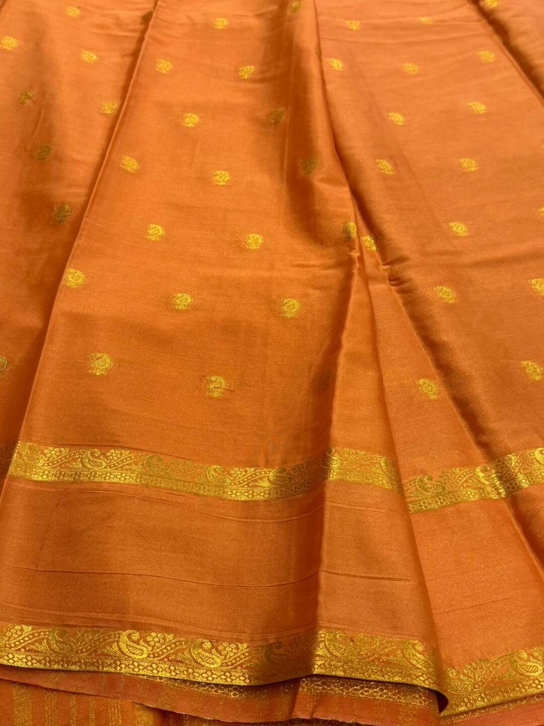 Chili Red Semi Mysore Chiffon Silk Saree