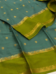 Turquoise Semi Mysore Chiffon Silk Saree