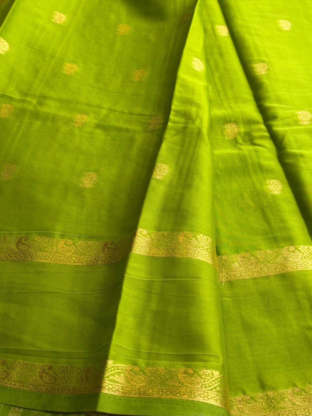 Turquoise Semi Mysore Chiffon Silk Saree