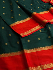 Emerald Green Semi Mysore Chiffon Silk Saree