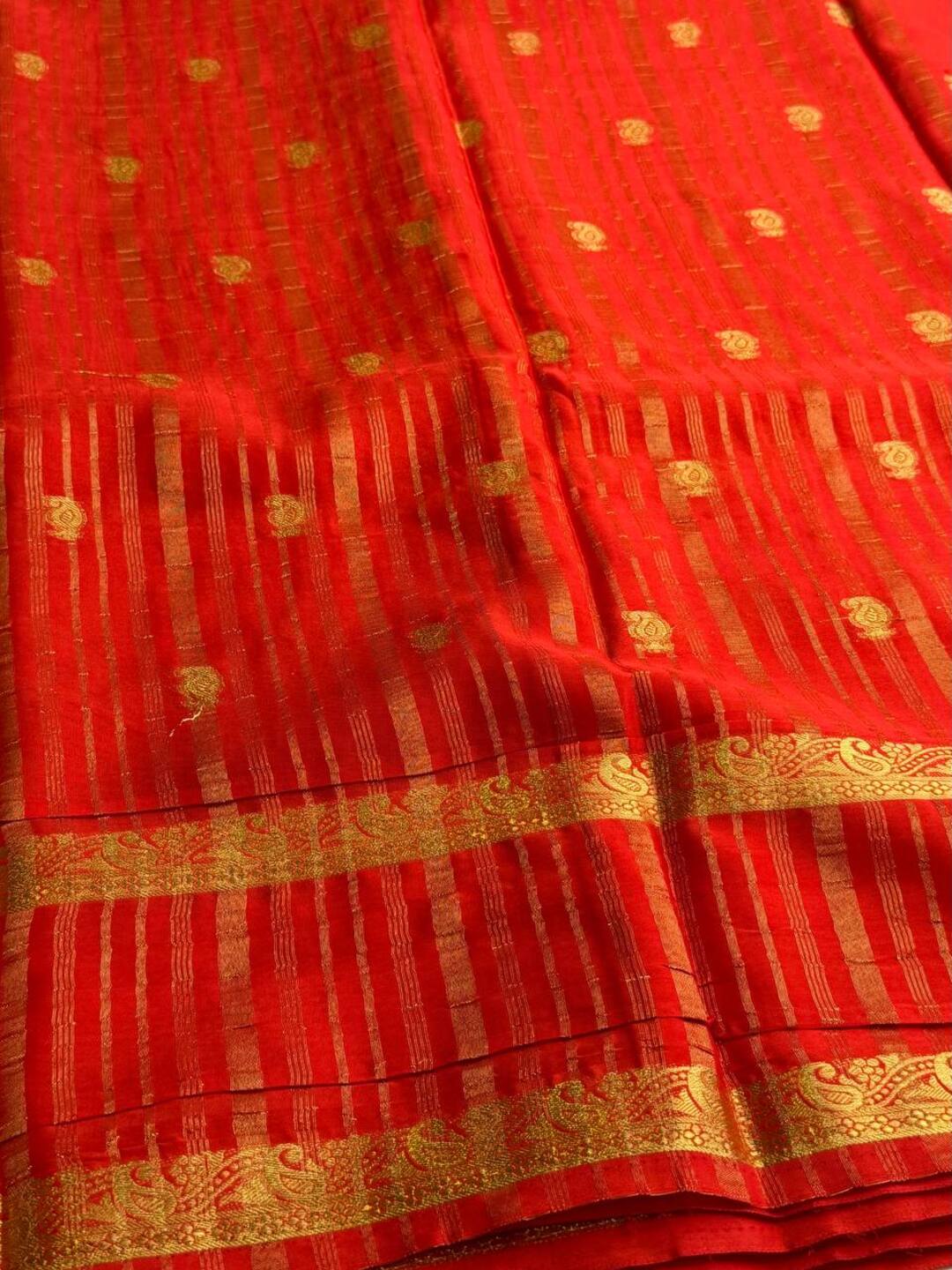 Emerald Green Semi Mysore Chiffon Silk Saree