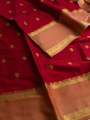 Chili Red Semi Mysore Chiffon Silk Saree