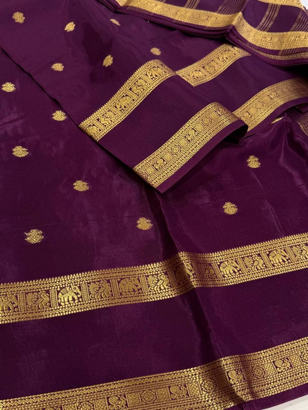 Royal Purple Chiffon Cotton Silk Saree