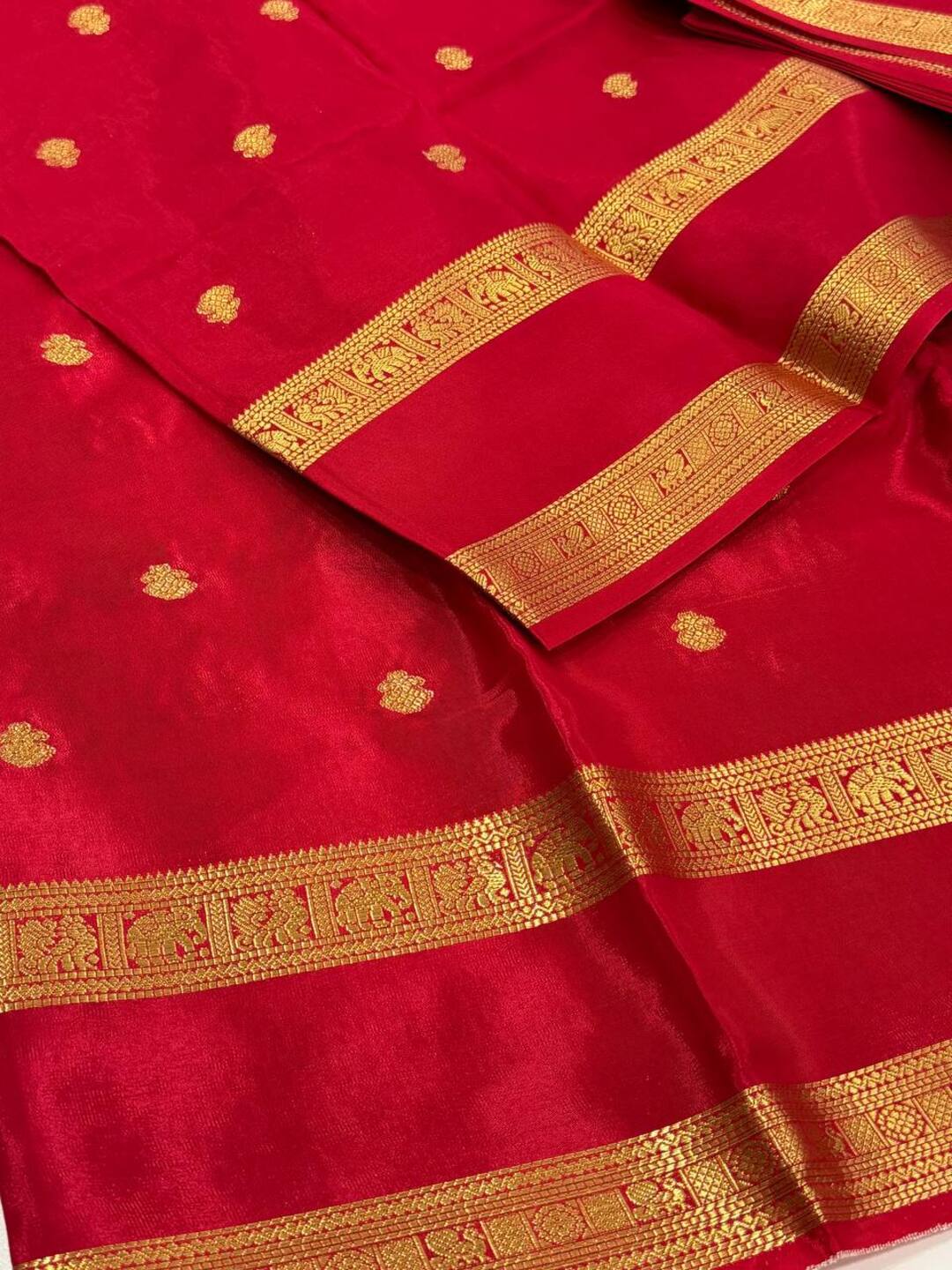 Chili Red Chiffon Cotton Silk Saree