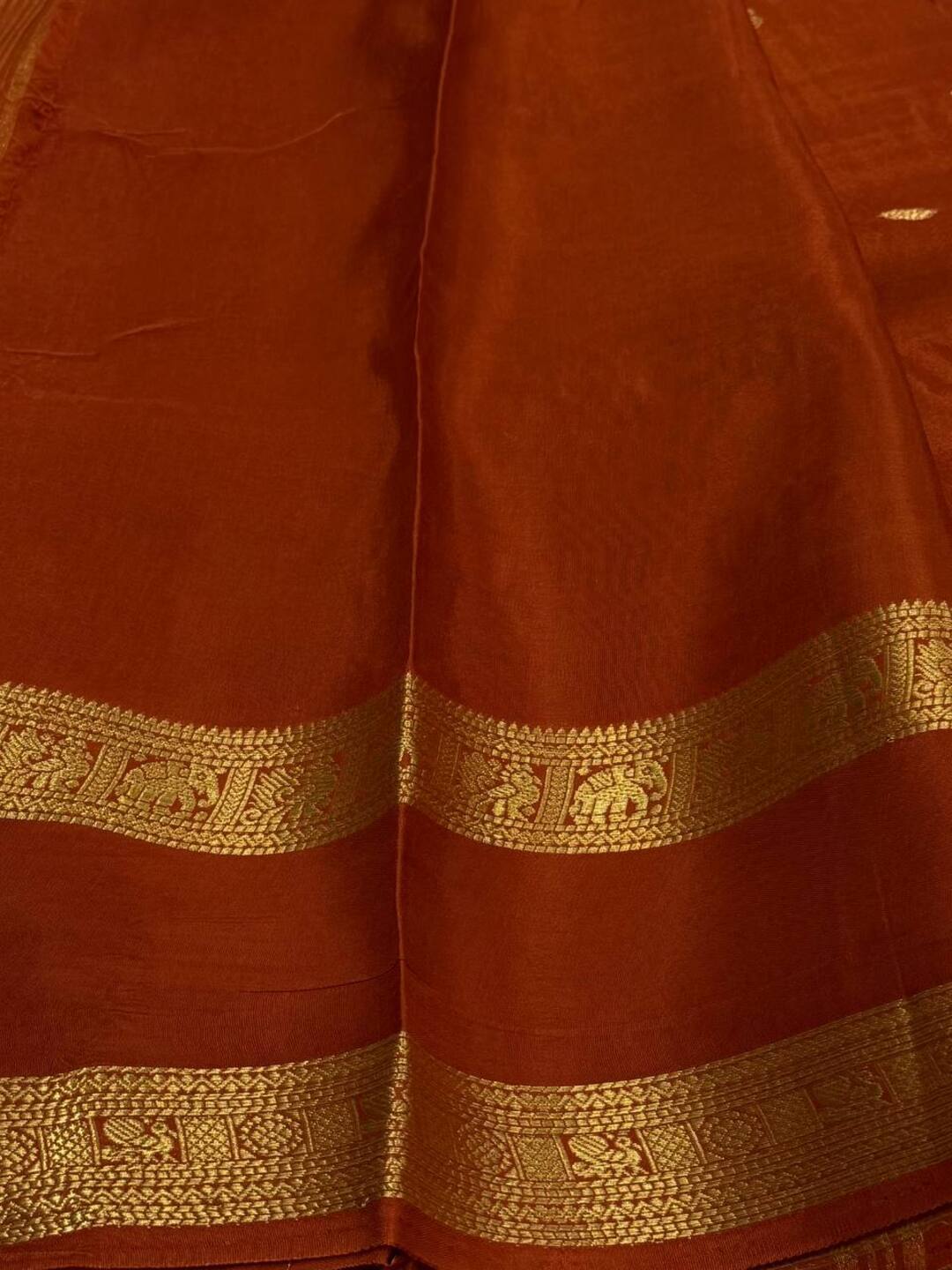 Burnt Orange Chiffon Cotton Silk Saree