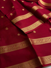Cherry Red Chiffon Cotton Silk Saree