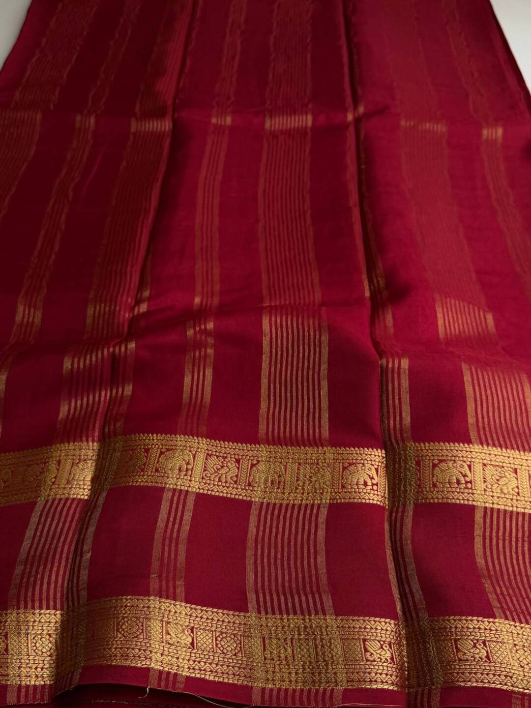 Cherry Red Chiffon Cotton Silk Saree
