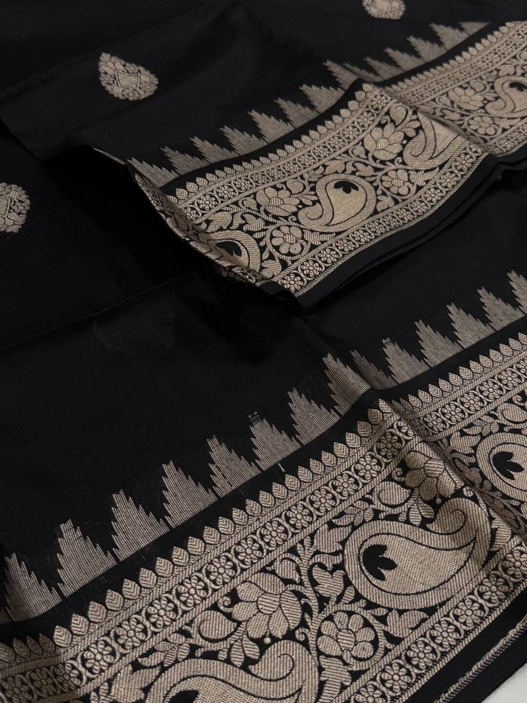 Black Cotton Silk Saree