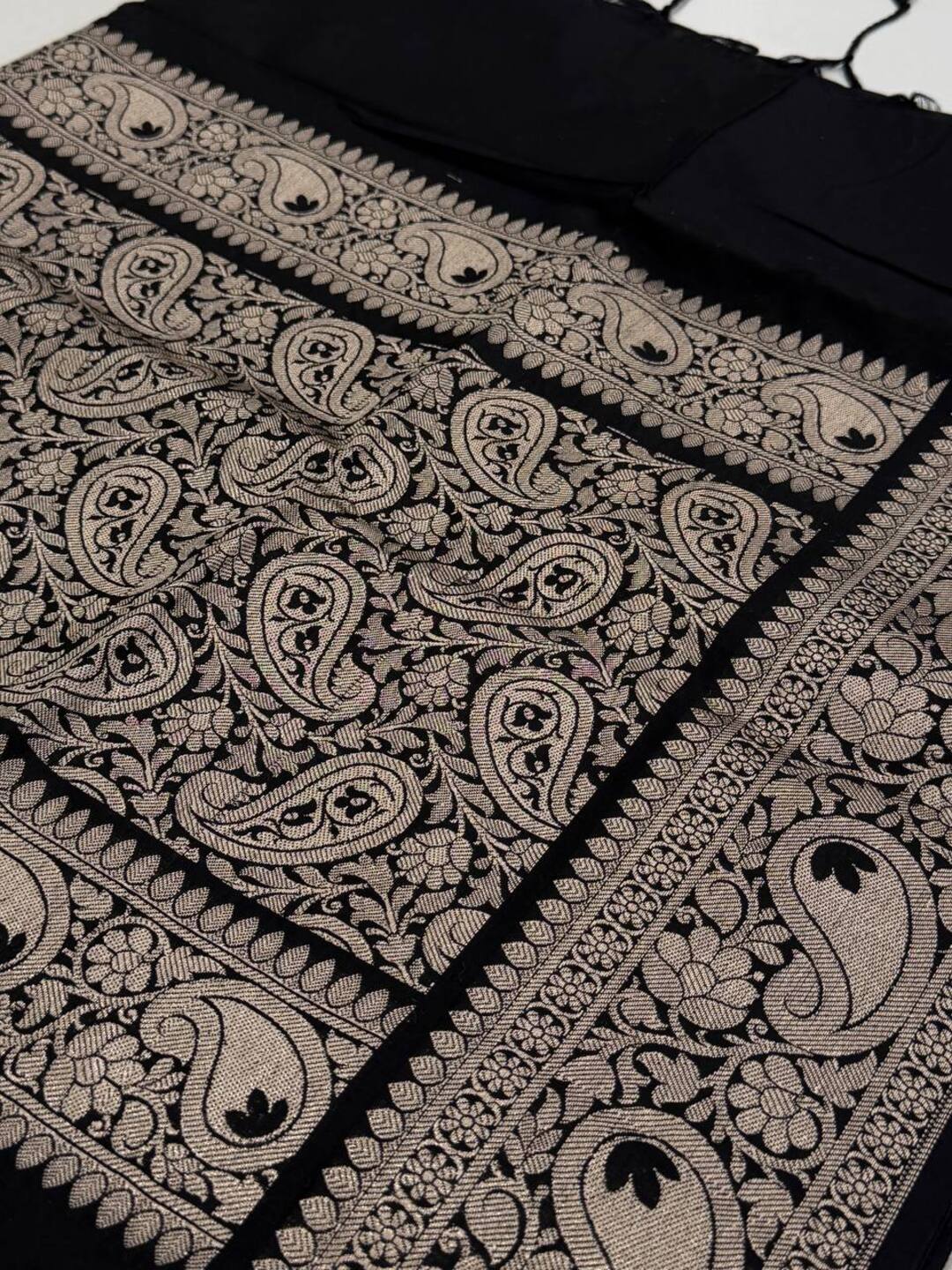 Black Cotton Silk Saree