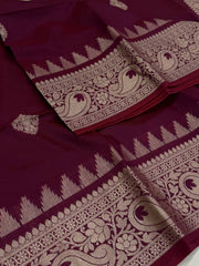 Wine Purple Cotton Silk Saree