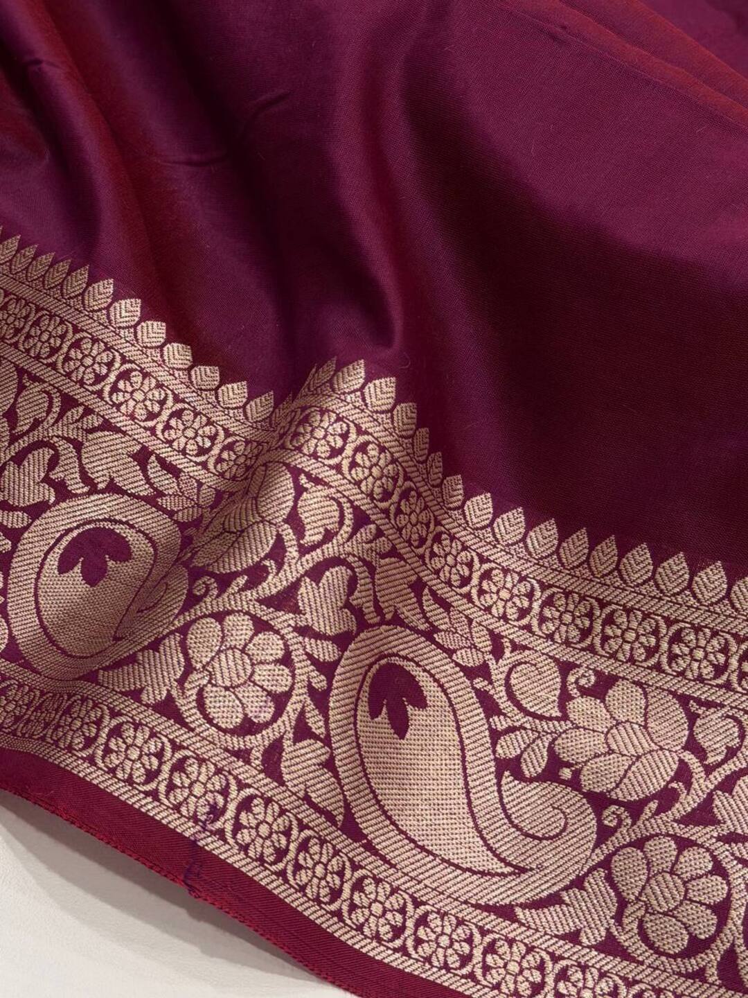 Wine Purple Cotton Silk Saree