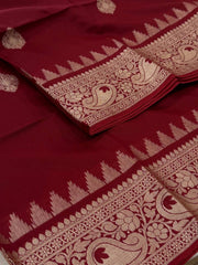 Cherry Red Cotton Silk Saree