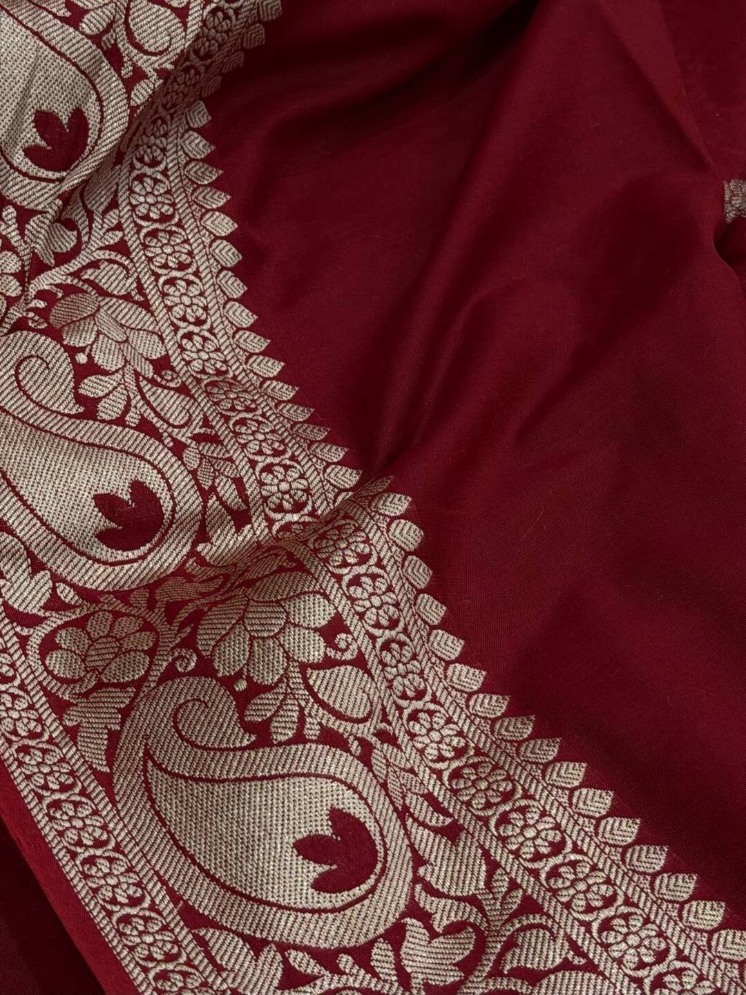 Cherry Red Cotton Silk Saree