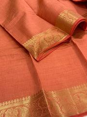Peach Pink  Soft Cotton Saree