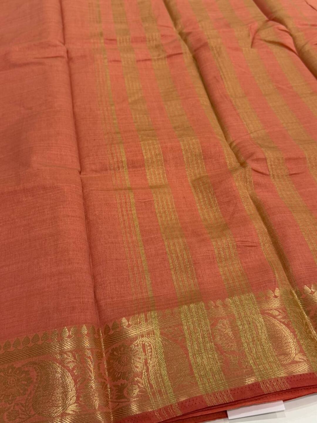Peach Pink  Soft Cotton Saree