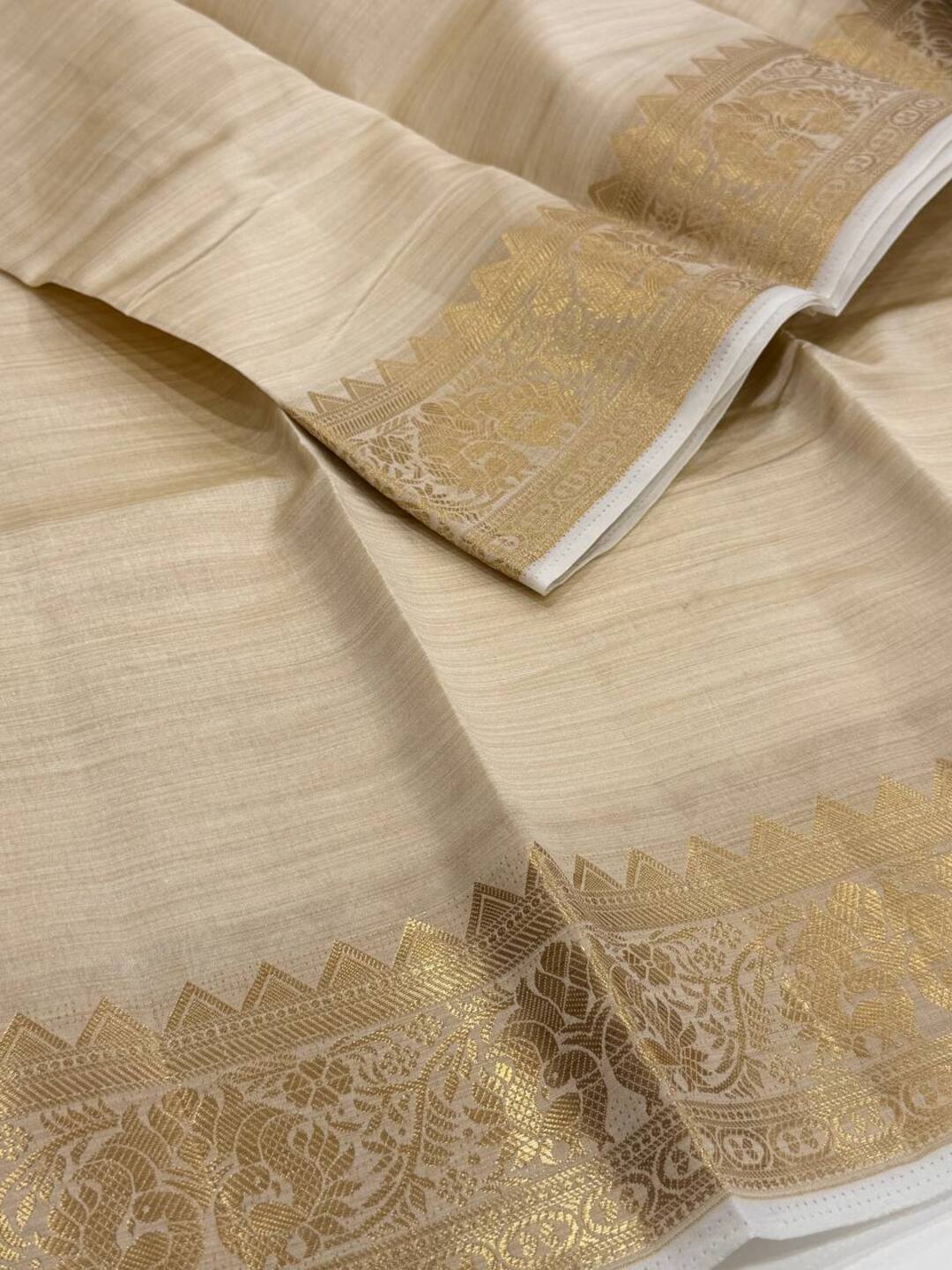 Off White Soft Cotton Saree
