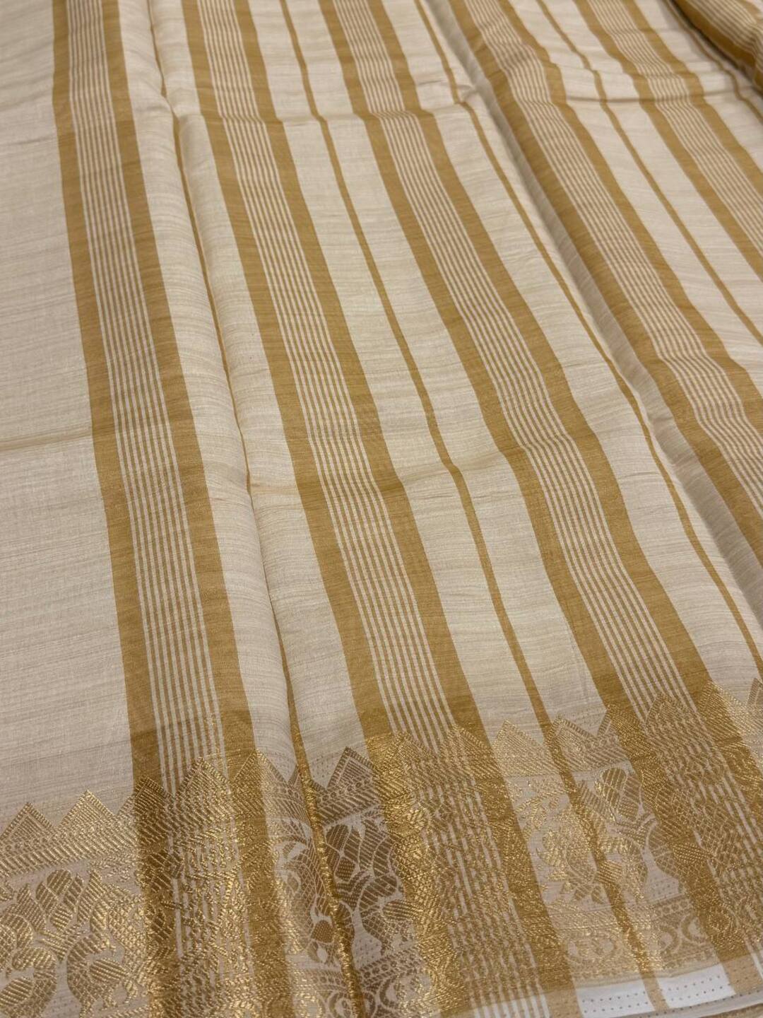 Off White Soft Cotton Saree
