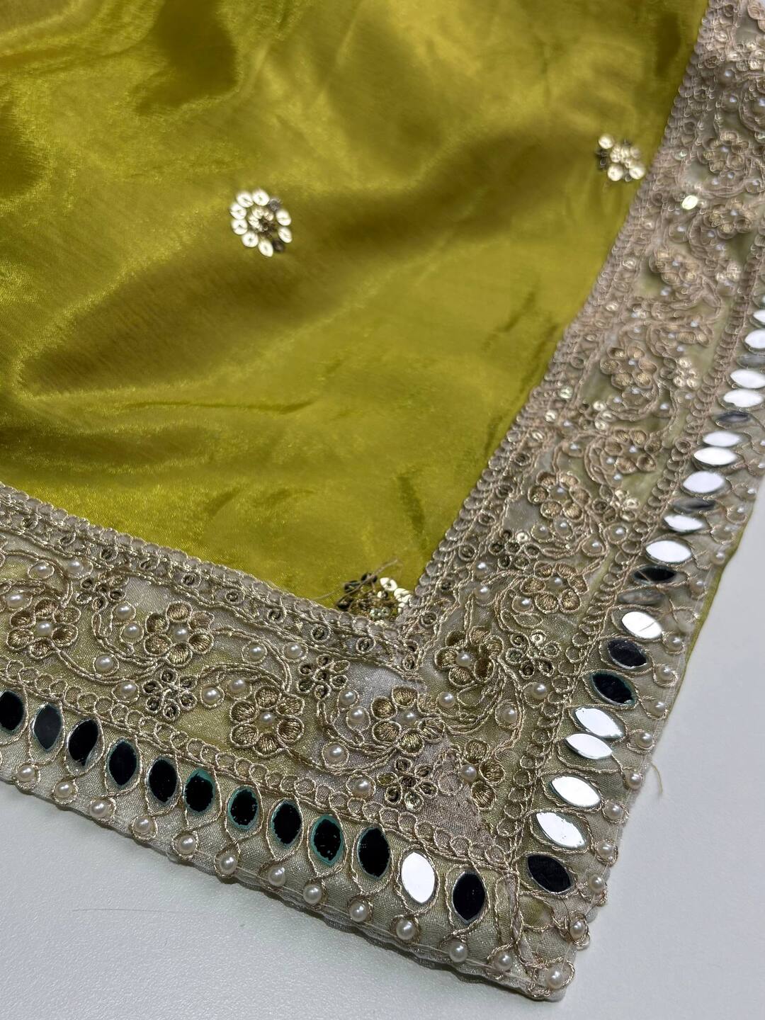 Olive Yellow Ombre Georgette Silk Saree