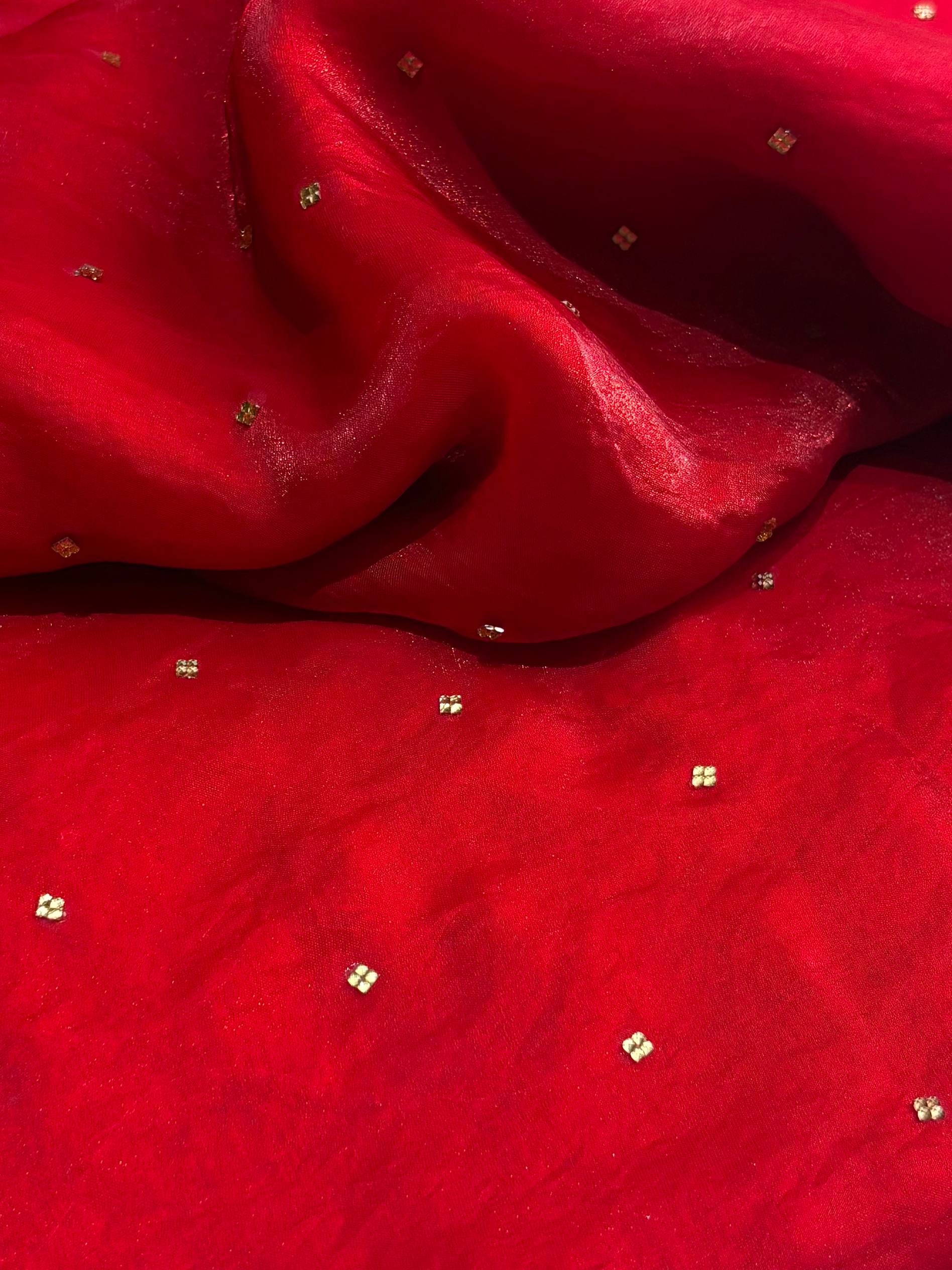 Chili Red Georgette Saree