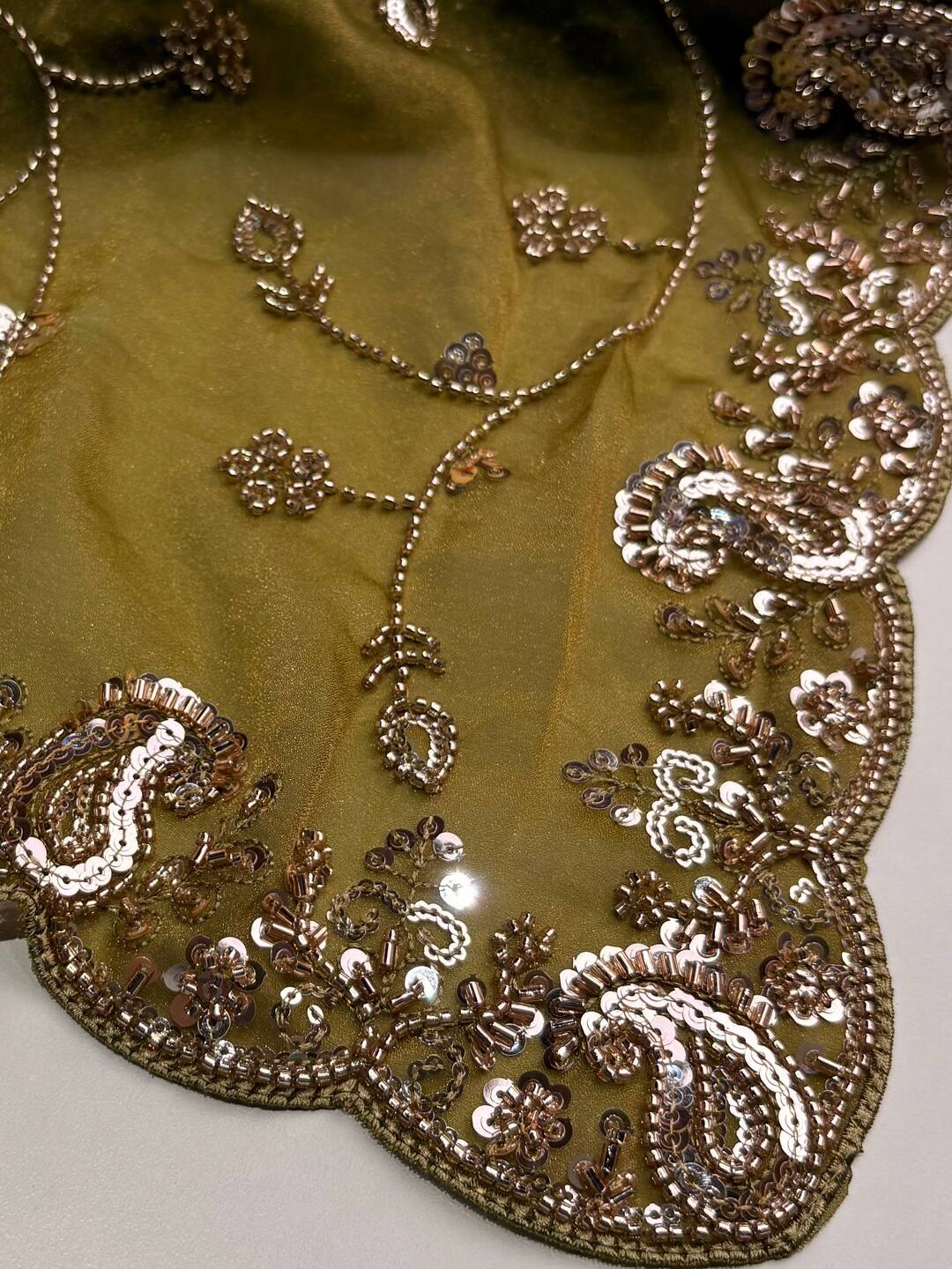Olive Green Georgette Saree