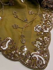 Olive Green Georgette Saree