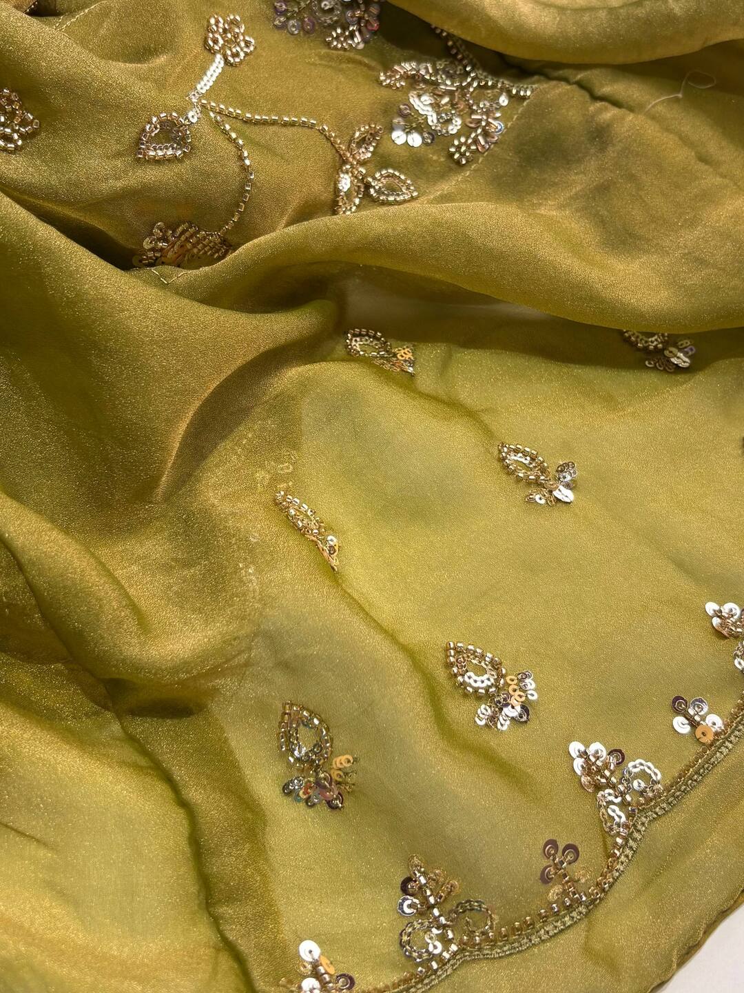 Olive Green Georgette Saree