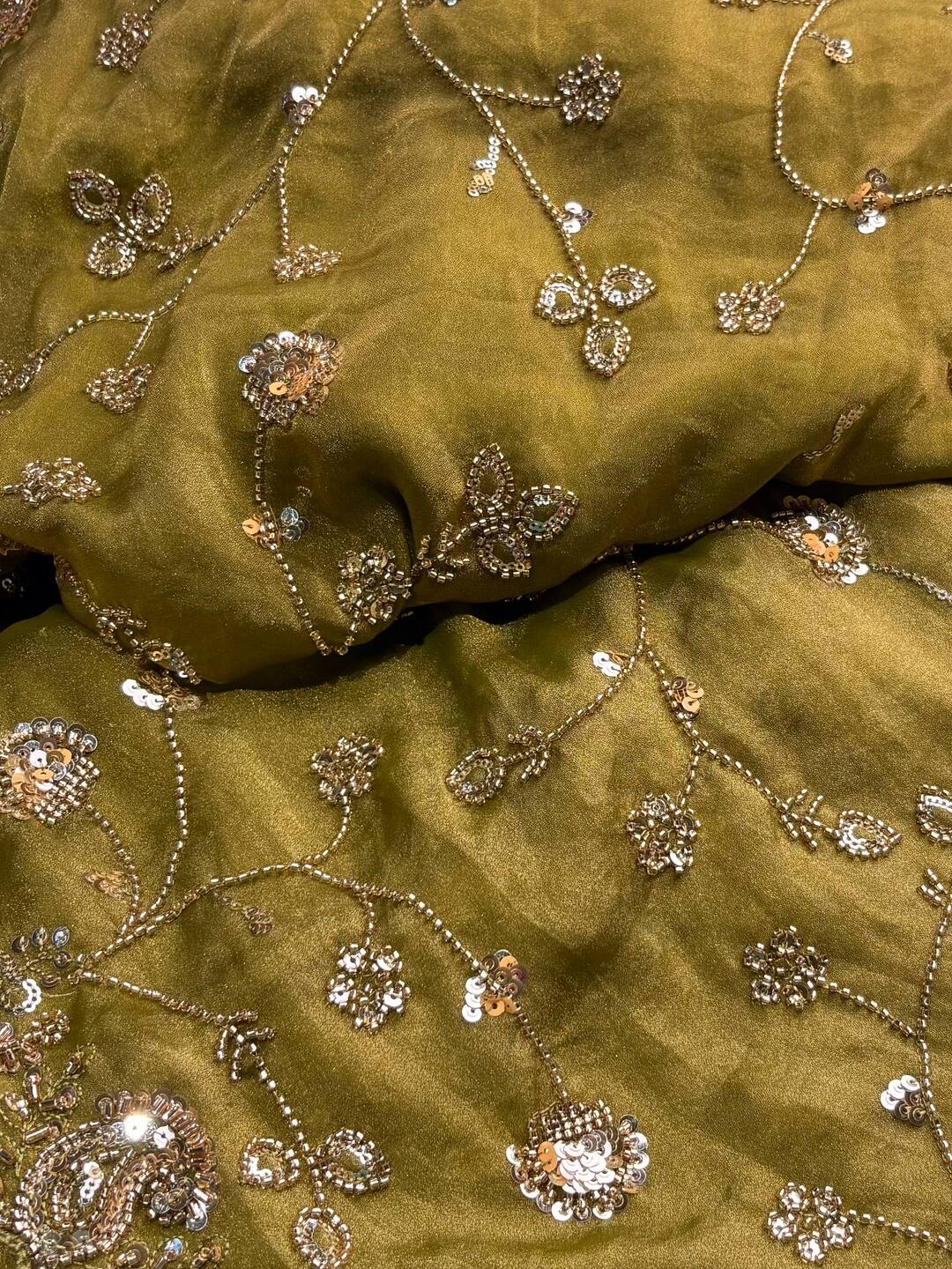 Olive Green Georgette Saree