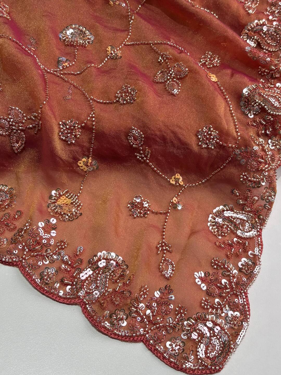 Dual Tone Pink Georgette Saree
