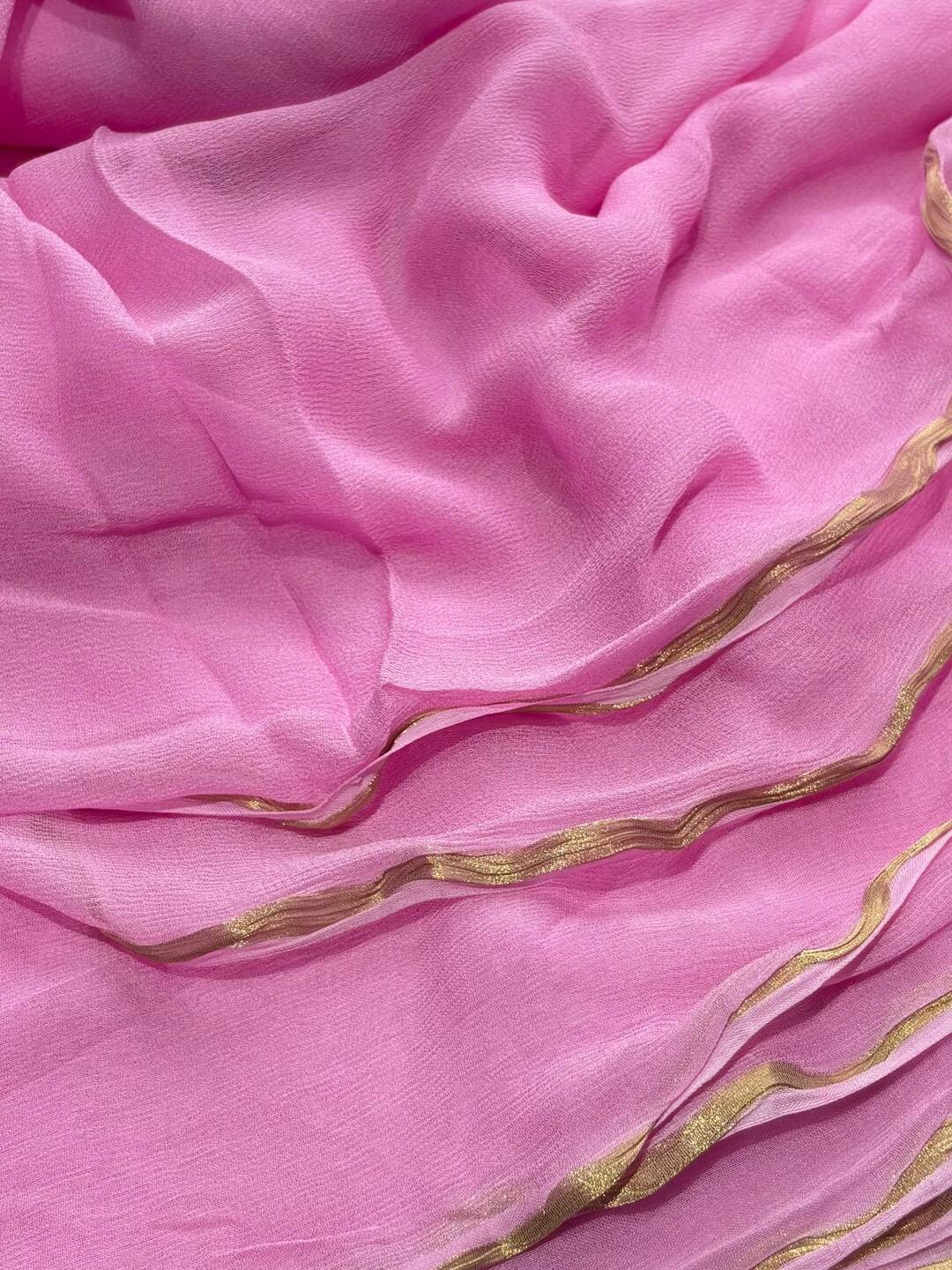 Pink Georgette Silk Saree