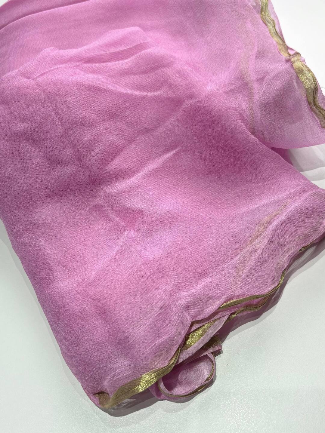 Pink Georgette Silk Saree