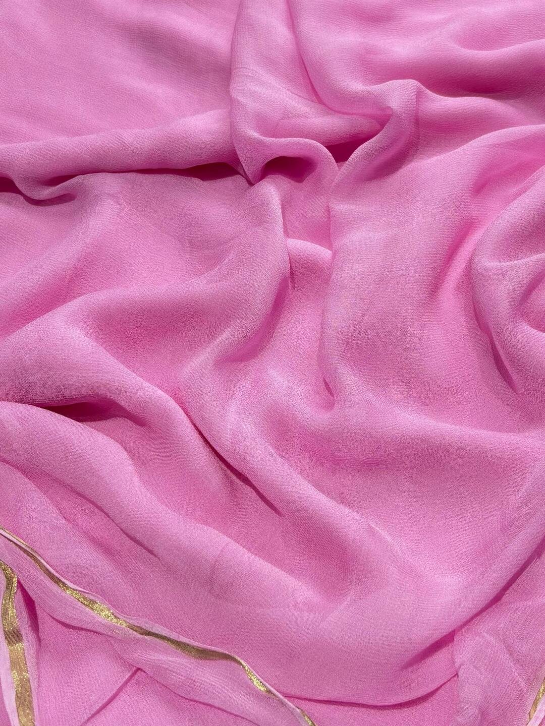 Pink Georgette Silk Saree