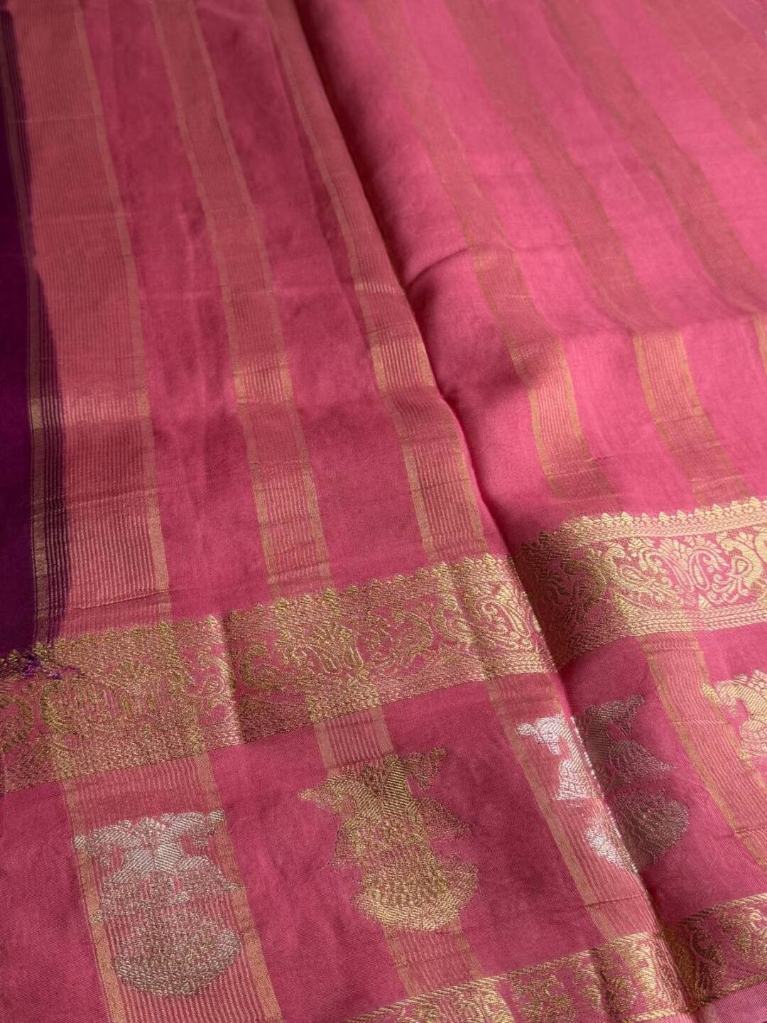 Magenta Purple With Pink Banaras Cotton Saree