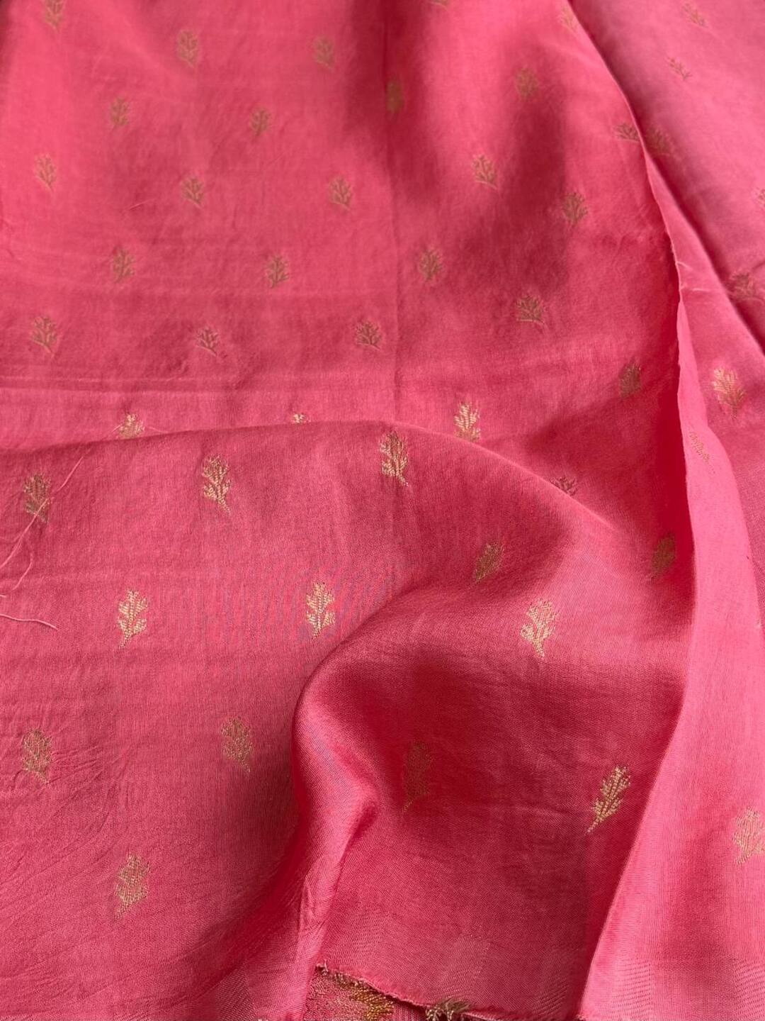 Olive Green With Pink Banaras Cotton Saree