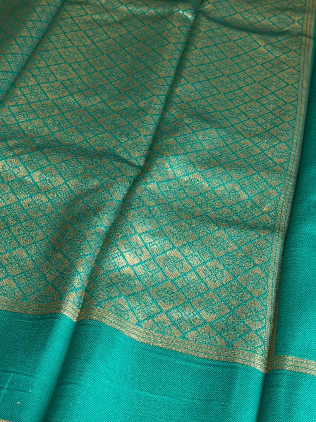 Royal Purple With Peacock Green Cotton Silk Saree