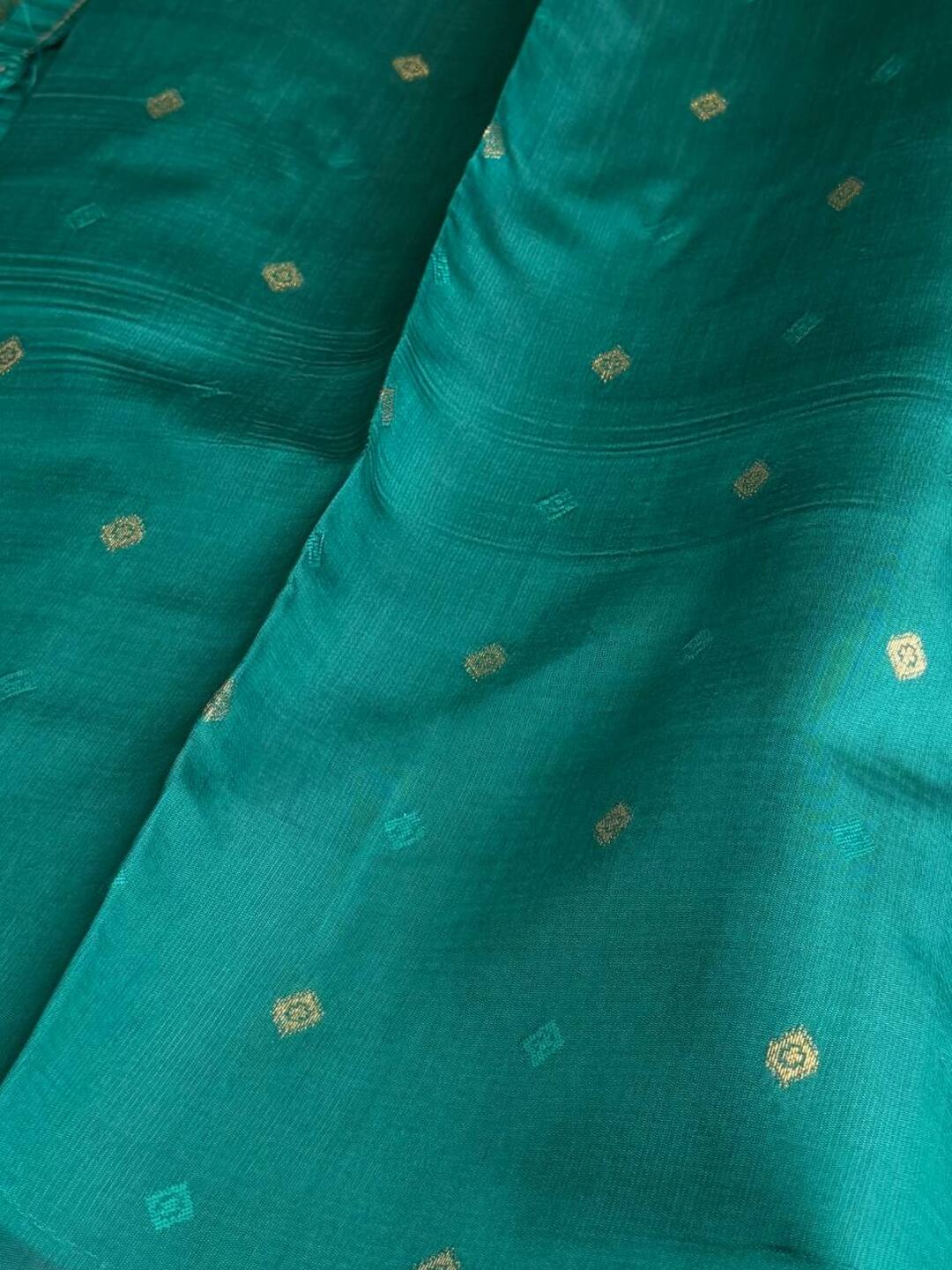 Royal Purple With Peacock Green Cotton Silk Saree