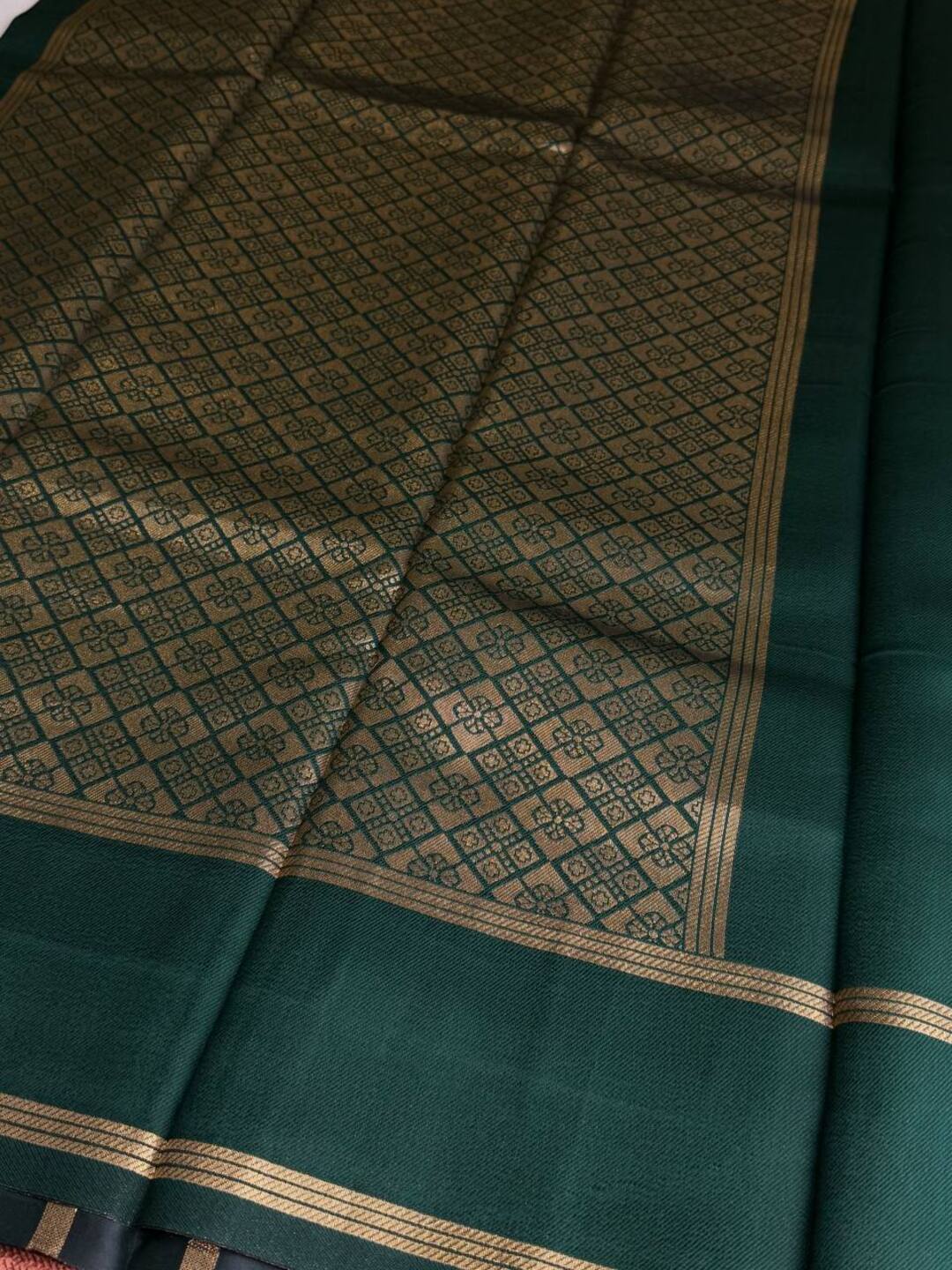 Mauve Pink With Emerald Green Cotton Silk Saree