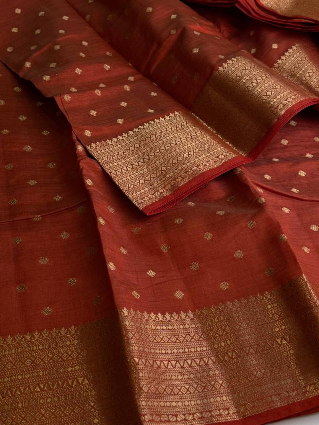 Orange Tussar Cotton Saree