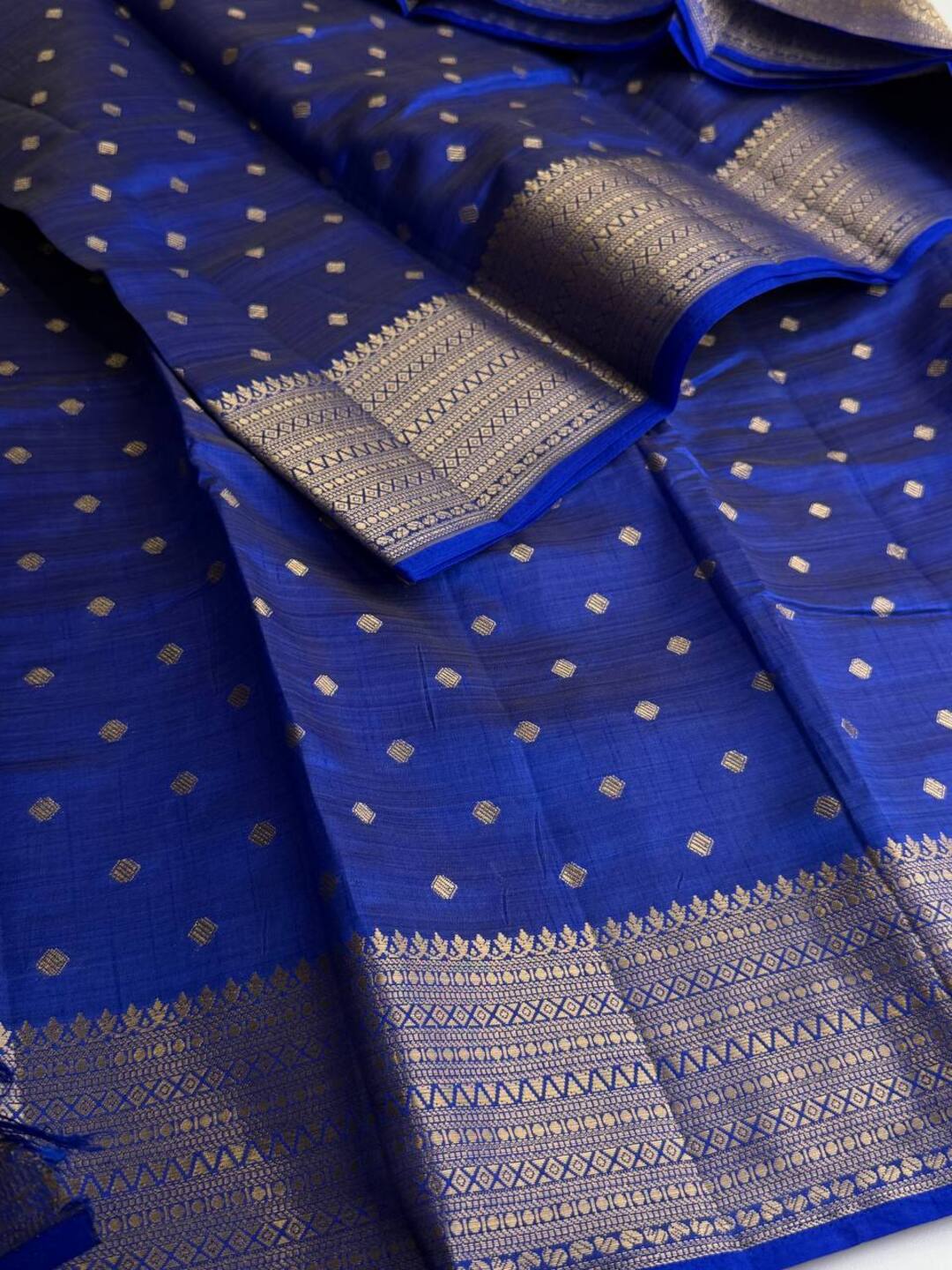 Royal Blue Tussar Cotton Saree