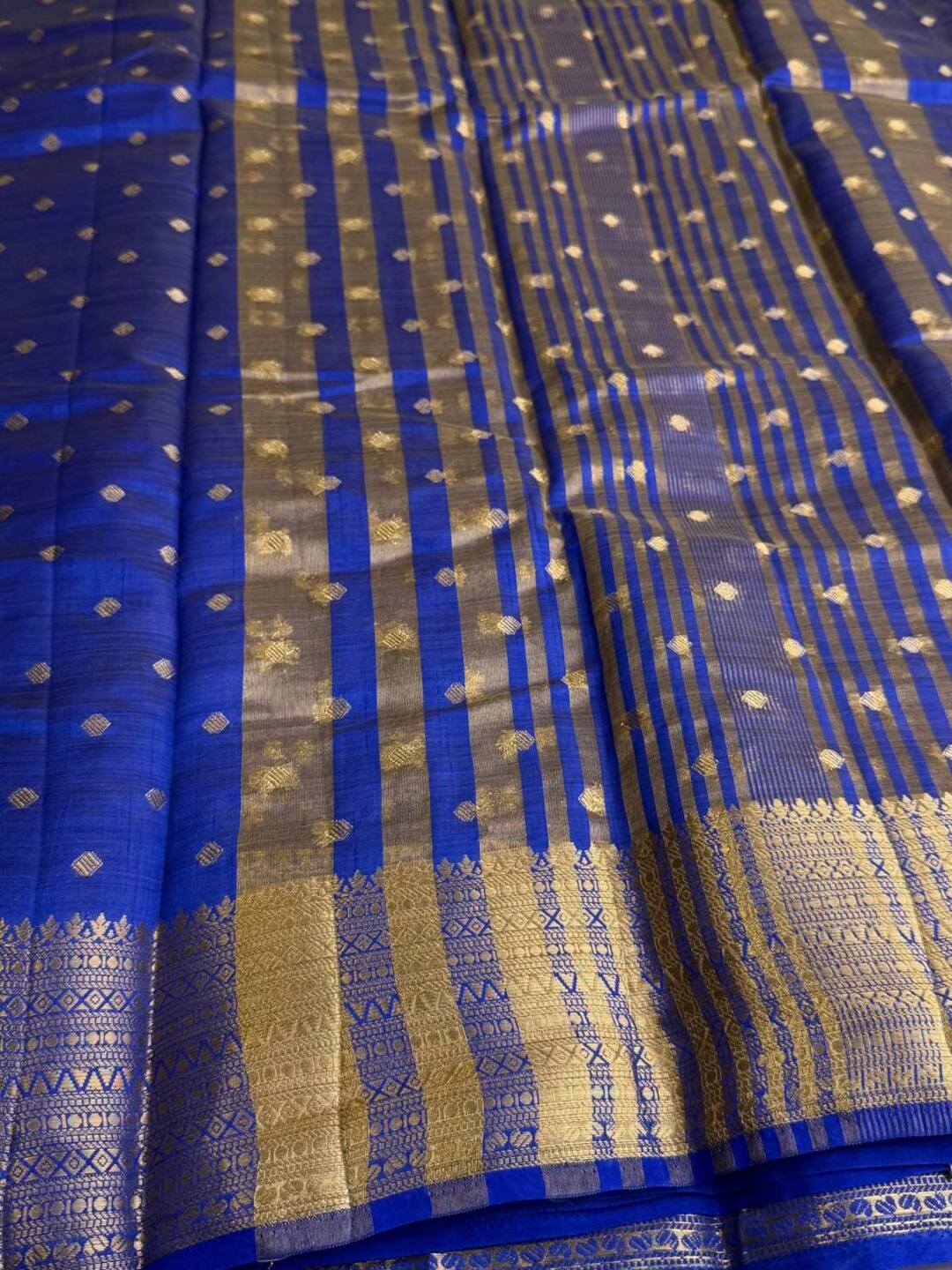 Royal Blue Tussar Cotton Saree