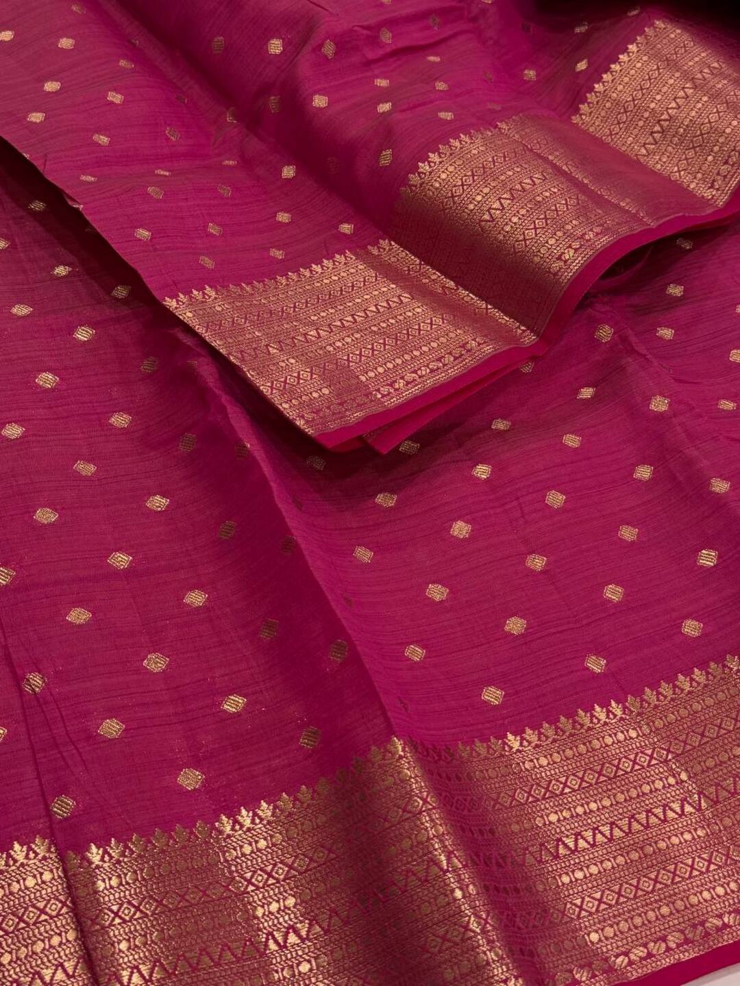 Hot Pink Tussar Cotton Saree