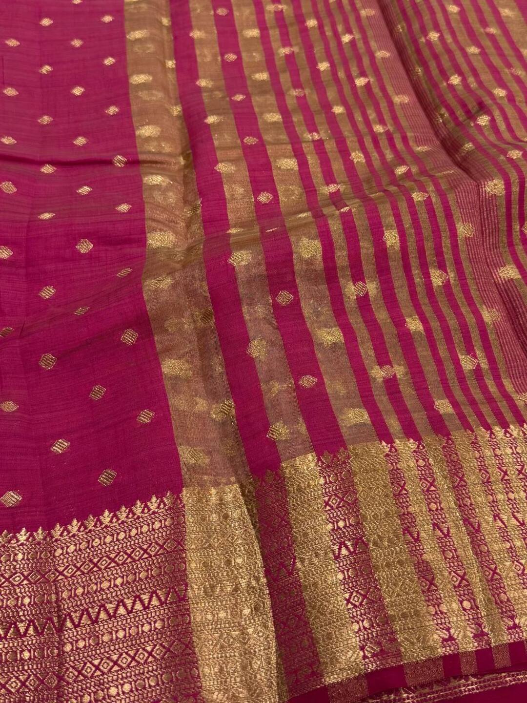 Hot Pink Tussar Cotton Saree