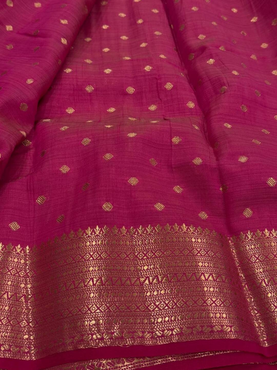 Hot Pink Tussar Cotton Saree