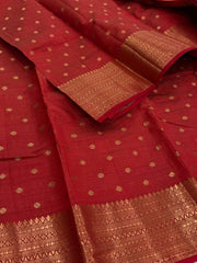 Red Tussar Cotton Saree