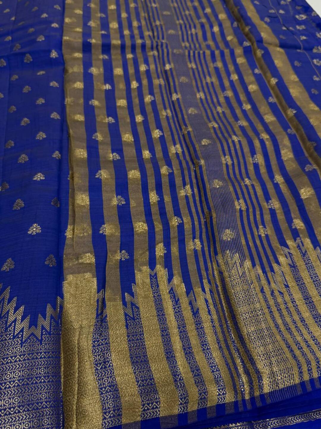 Royal Blue Tussar Cotton Saree