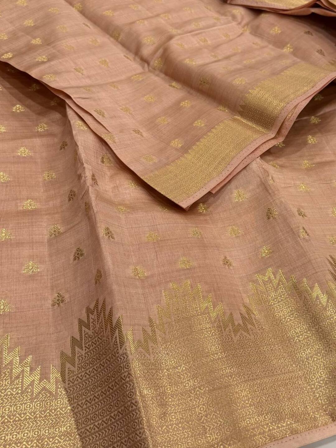 Beige Tussar Cotton Saree