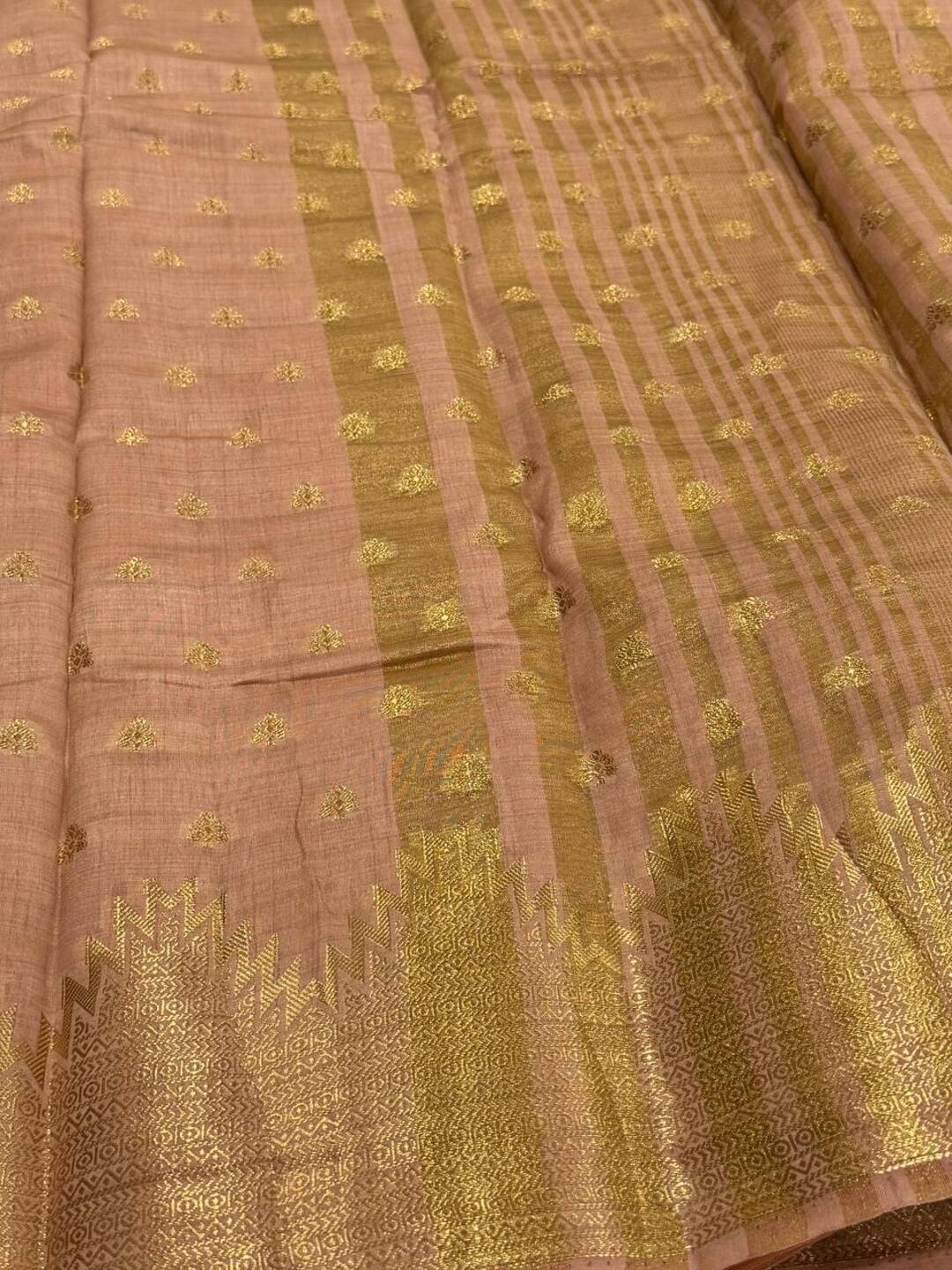 Beige Tussar Cotton Saree