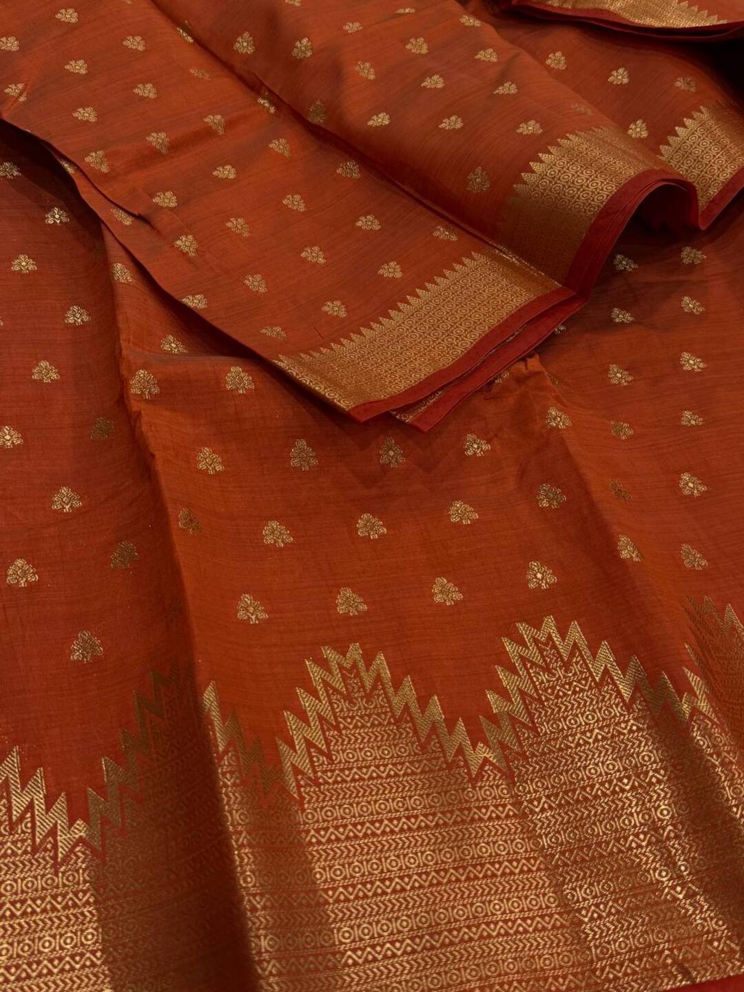 Orange Tussar Cotton Saree