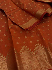 Orange Tussar Cotton Saree