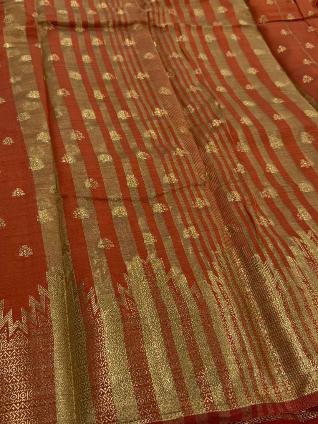 Orange Tussar Cotton Saree