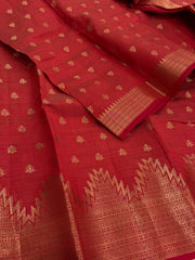 Red Tussar Cotton Saree